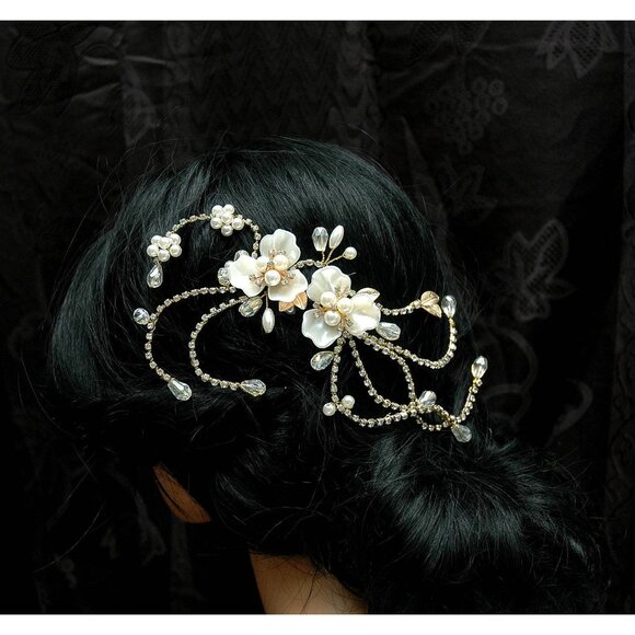 Bridal Rhinestone Pearl Headpiece main image 8